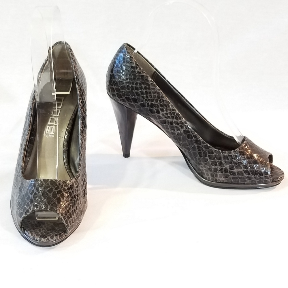 MODA Spana Snake-Look Leather Peep-Toe Heels - Picture 3 of 7